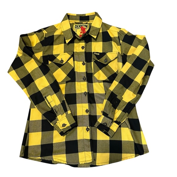 Wu Tang Clan Dixxon Ruckus Yellow Black Plaid Flannel Shirt Women’s Small EUC - Picture 1 of 5